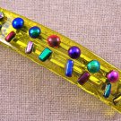 Dichroic Hair Barrette 3.5" 9cm Amber Fused Glass Lolly Pop Rainbow Bumpy Layer