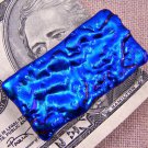 DICHROIC Fused GLASS Men Money Clip Cobalt BLUE Teal Ripples Texture Formal Wear
