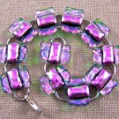 DICHROIC Link Bracelet Magenta Pink Bubbles Texture Layer Fused Glass .5" x 7.5"