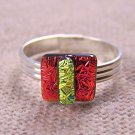 Tiny Adjustable Glass Ring - 1/4" 6mm 7mm Copper Orange Gold Crinkle Layers