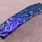 Dichroic Hair Barrette 3.5" 9cm Purple Violet Fused Glass Ripple Wavy Waves