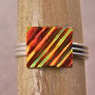 Tiny Adjustable Glass Ring - 1/4" 6mm 7mm Copper Orange Gold Ripple Wavy Texture