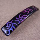Dichroic Hair Barrette 3.5" 9cm Pink Magenta Blue Black Spiral Coils Fused Glass