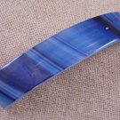 Hair BARRETTE Fused Stained GLASS 3.5" 9cm Navy & Sky BLUE Cloudy Striped Swirls