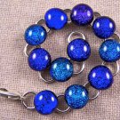 DICHROIC Link Bracelet Cobalt Teal Blue Purple Violet Fused Glass 1/2" x 7.5"