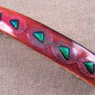 Dichroic Hair Barrette 3.5" 9cm Copper Red Orange Fused Glass & Green Triangles