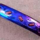 Dichroic Hair Barrette 3.5" 9cm Magenta Blue Fused Glass Copper Red Zigzag Dots