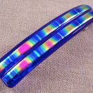 Dichroic Hair Barrette 3.5" 9cm Cobalt Blue Magenta Pink Rainbow Fused Glass