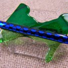 DICHROIC Pin Fused Glass Lime Green Emerald Blue Dots Shards Small 1" Brooch