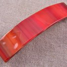 Fused GLASS Hair BARRETTE 3.5" 9cm RED Ruby Orange Stained Glass Stripes Swirl