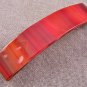 Fused GLASS Hair BARRETTE 3.5" 9cm RED Ruby Orange Stained Glass Stripes Swirl