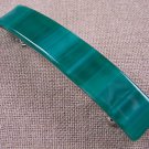 Hair BARRETTE Fused Stained GLASS 3.5" 9cm Viridian Teal Mint Stripe Green Swirl