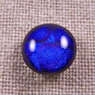 DICHROIC Fused GLASS TIE TACK Flair Cobalt Blue Formal Wear Bubbles Round Dot