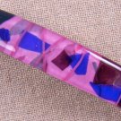 Hair BARRETTE Fused Stained GLASS 3.5" 9cm Pink Purple Blue Fracture Confetti