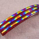 Dichroic Hair Barrette 3.5" 9cm Ruby RED Fused GLASS Copper Orange Tie Dye Prism