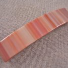 Hair BARRETTE Fused Stained GLASS 3.5" 9cm Orange Peach Coral Stripe Lines Swirl