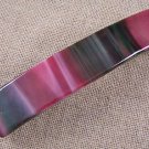 Hair BARRETTE Fused Stained GLASS 3.5" 9cm Cranberry Pink White Swirls w/ Green