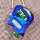DICHROIC Pin Fused Glass Cobalt Blue Shard Small 1" Brooch Abstract Profile