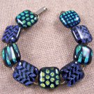 DICHROIC Link Bracelet Gold Silver Black Fused Glass Patterns Dots Lines 3/4"