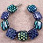 DICHROIC Link Bracelet Gold Silver Black Fused Glass Patterns Dots Lines 3/4"