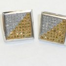 Estate 14K White Gold 1 Carat Yellow & White Pave Diamond Earrings 5.1g