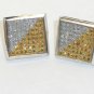 Estate 14K White Gold 1 Carat Yellow & White Pave Diamond Earrings 5.1g