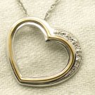 Estate Sterling Silver Bradford Exchange Diamond Heart Pendant Necklace