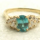 Estate 14K Yellow Gold Blue Zircon & Diamond Ring 3.5 g Appraisal value $1950