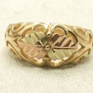 Estate 10K Yellow & Rose Gold Openwork Leaves Ring Hallmarked CCO 4g Vintage