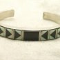 Native American Sterling Onyx & Opal Cuff Bracelet Wilbert Grey Navajo Silver
