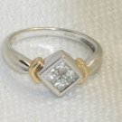 Estate 14K White & Yellow Gold 1/3 Carat Princess Cut Diamond Ring 3.4g