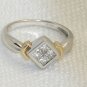 Estate 14K White & Yellow Gold 1/3 Carat Princess Cut Diamond Ring 3.4g