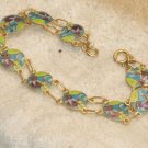 Estate Sterling Silver & Enamel Tropical Birds Bracelet 7.4 grams