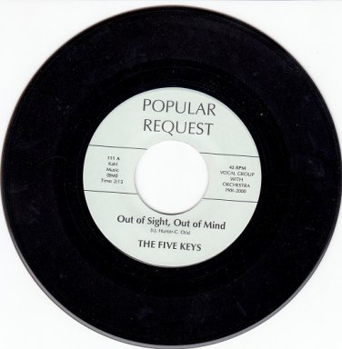 FIVE KEYS ~Out Of Sight Out Of Mind* M-45*RARE BROWN WAX !