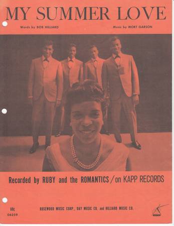 RUBY AND THE ROMANTICS ~ My Summer Love*SHEET MUSIC !