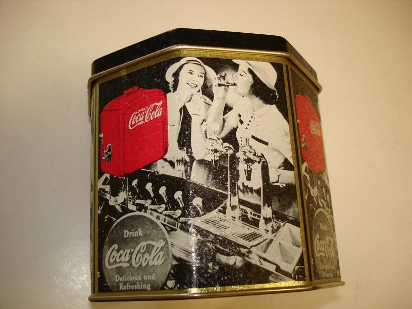 Coca-Cola Retro Hexagon Tin Canister !