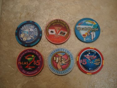 6 Martini Casino Chips !