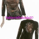 WS Black Vintage "Mona Lisa Fruit" T-Shirt Top Wholesale (7 Pack)
