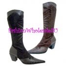 HW  Croco Pointed Toe Fashion Cowboy Boots Wholesale (12 Pair) - BROWN