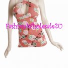 WS Pink/Multicolor "60's" Dot Keyhole Halter Top Wholesale (5 Pack)