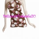 WS Brown/Multicolor "60's" Dot Keyhole Halter Top Wholesale (6 Pack)