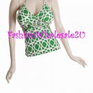 WS Green/White Jewel Center Halter Top Wholesale (3 Pack)
