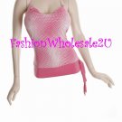 WS Pink /White Pixel Drape Neck Halter Top Wholesale (6 Pack)