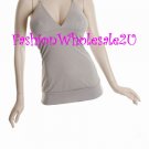 WS Grey V-Neck Halter Top Wholesale (6 Pack)