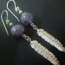 Amethyst feather-style earrings (SJ019)