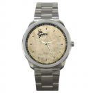 Gretsch Fiberskyn Logo Bass Drum Head Style Sport Metal Watch