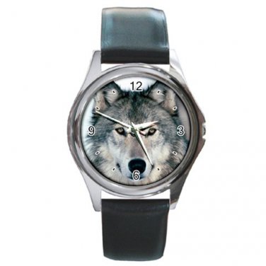 Gray Wolf Round Metal Watch