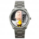 Charlie Brown Snoopy Silver Tone Sport Metal Watch for men women Unisex