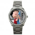 Linus Snoopy Silver Tone Sport Metal Watch for men women Unisex