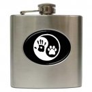 Ying Yang Human Hand Dog Paw Hunter Stainless Steel Hip Flask (6oz) Alcohol Whiskey Liquor Wine